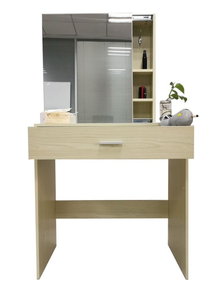 Schminktisch Schminktisch Schminktisch mit Spiegelschrank und Ablageschublade hellbraun