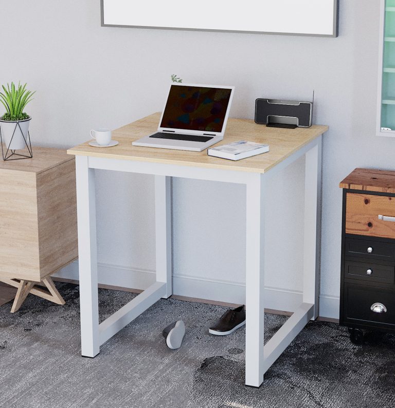 Küchentisch - Schreibtischtisch - 75 cm x 75 cm - weiß braun - alternatives Bild