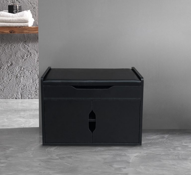 Schuhschrank Bankhalle mit Stauraum - Schuhregal - Klappsitzkissen - schwarz - alternatives Bild