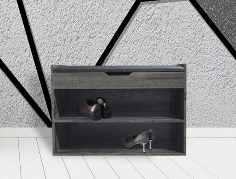 Schuhschrank mit Sitzbank - Flurbank mit Schuhablagefächern - Braungrau - alternatives Bild