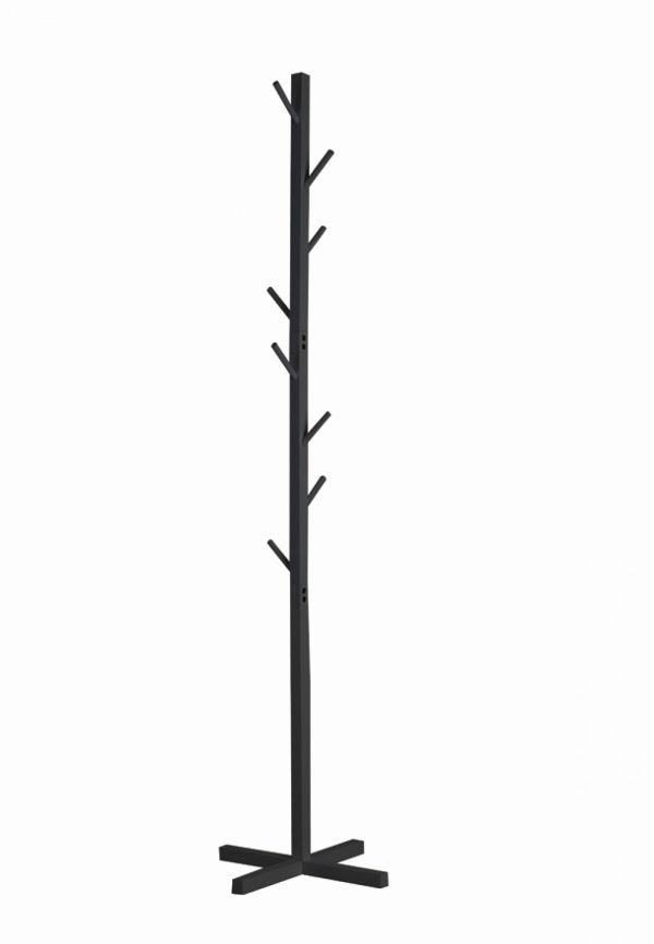   Standgarderobe Holz – Baumgarderobe 8 Haken – 176 cm hoch – schwarz