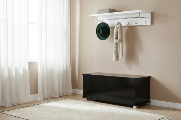   Aufbewahrungsbox Holz – Spielzeugkiste – Deckenkiste – 100 cm breit – Schwarz
