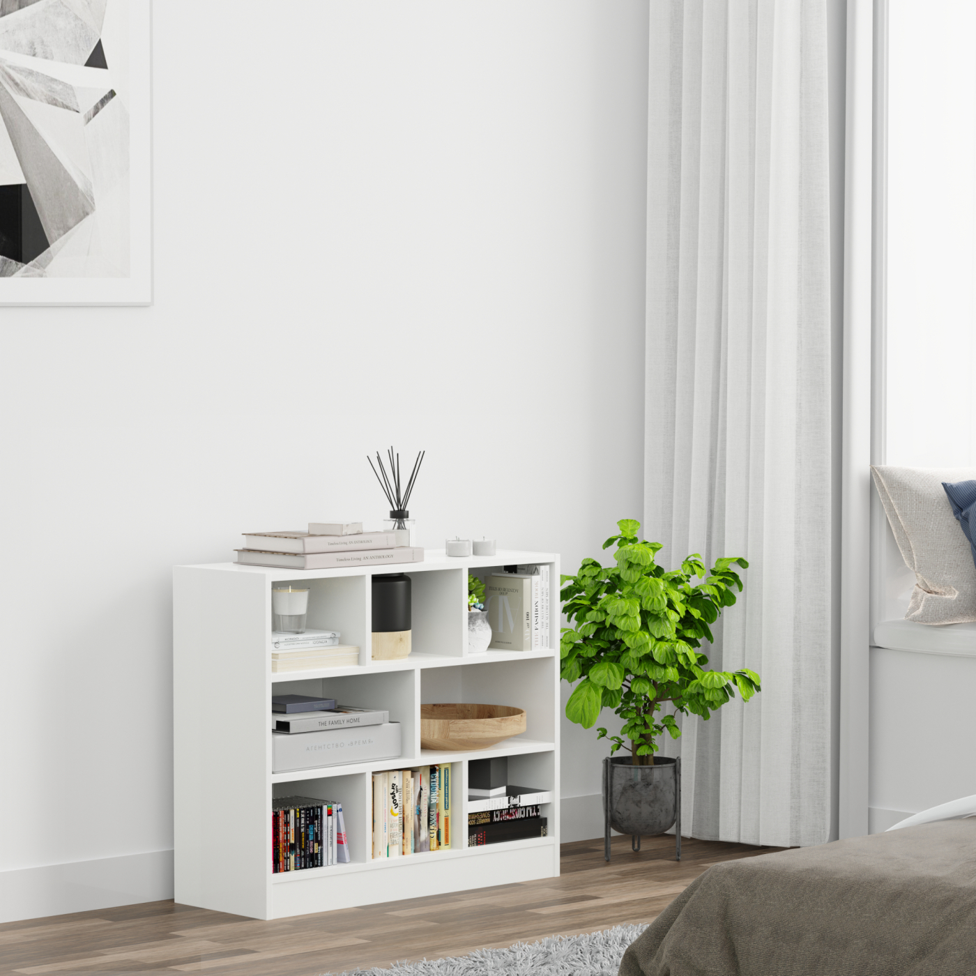 VDD – Wandschränke – Wandschränke Wohnzimmer – 8 Fächer – Weiß - alternatives Bild