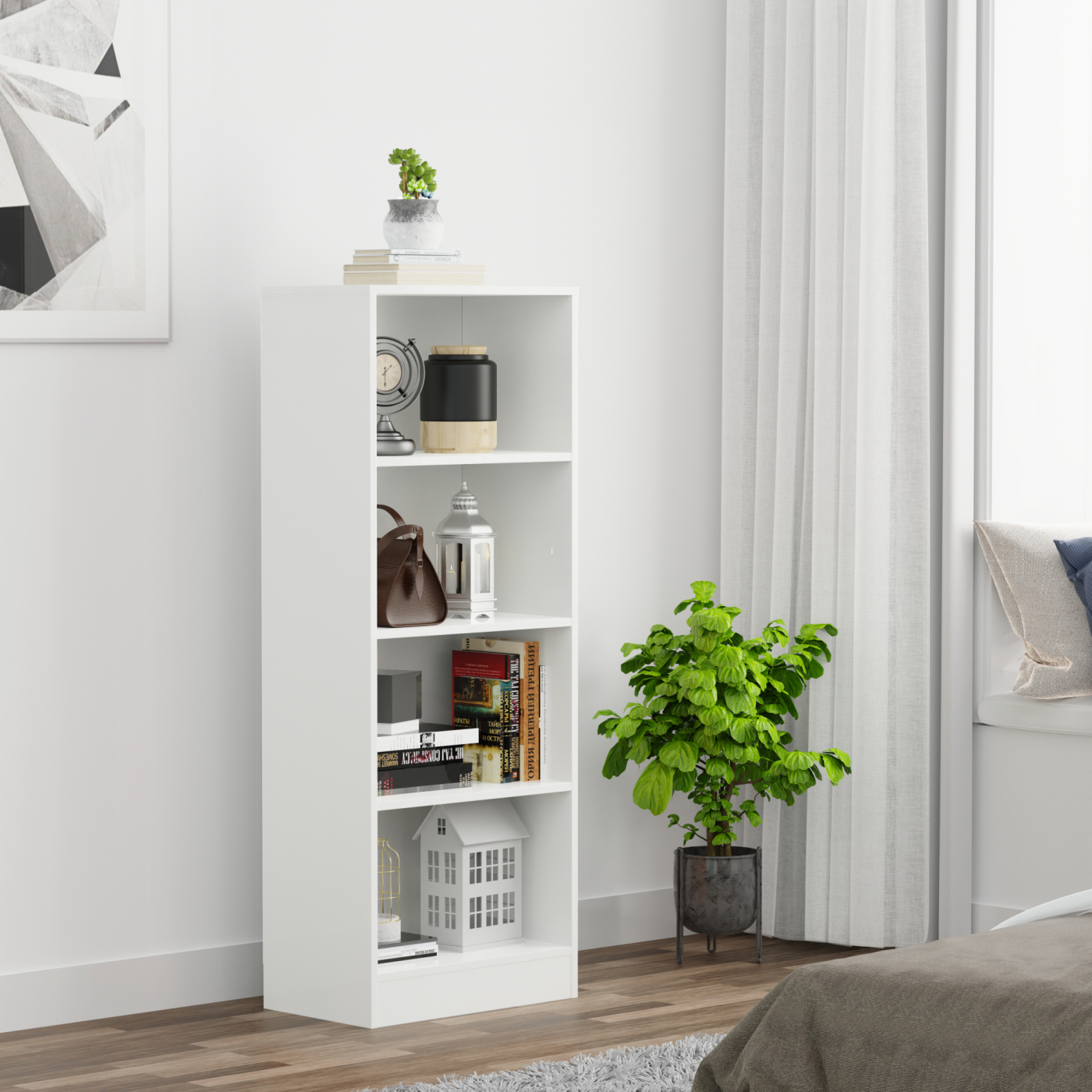 VDD – Fachschrank – Offener Fachschrank – Wandschrank – Fachschrank Weiß - 50x30x130 cm - alternatives Bild