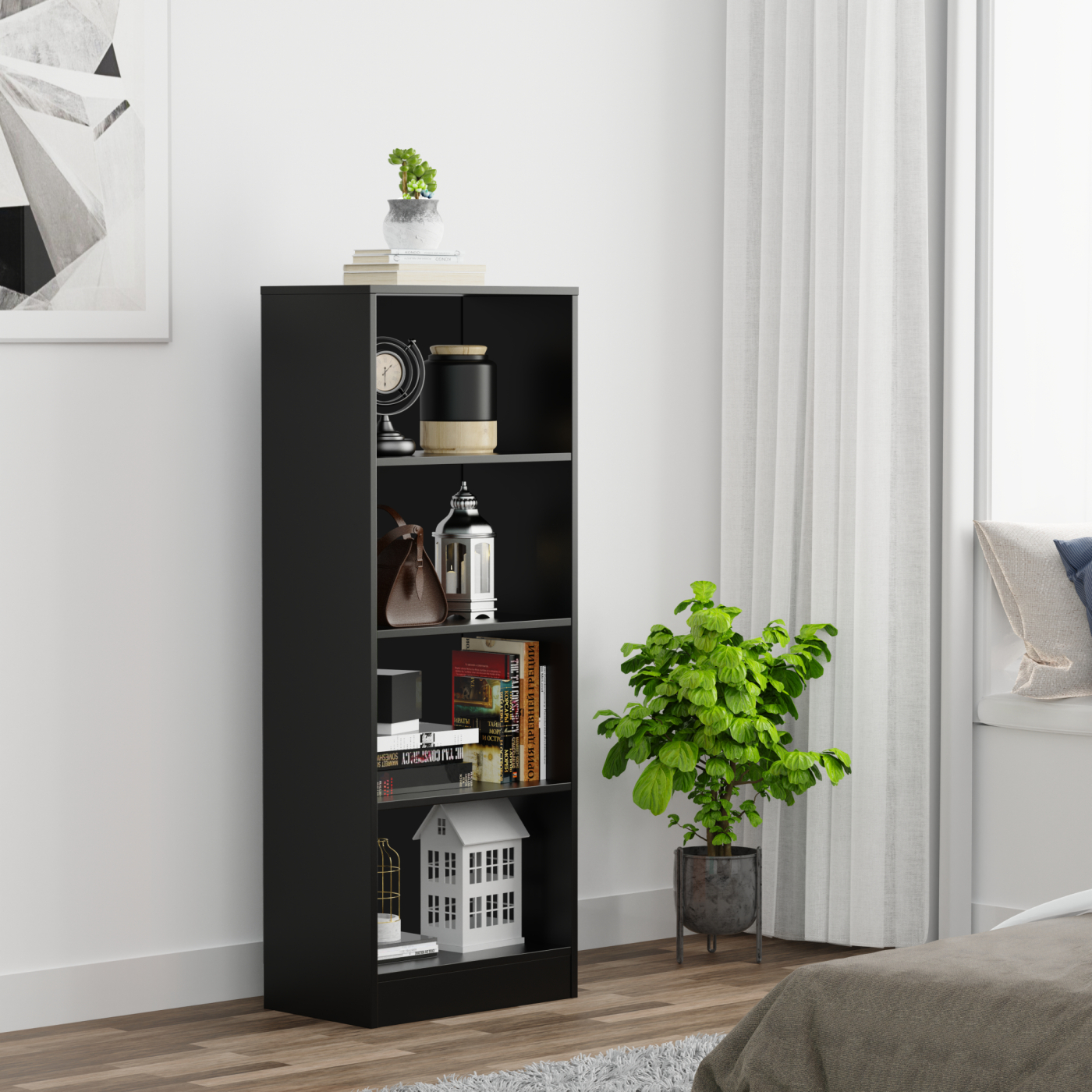 VDD – Fachschrank – Fachschrank offen – Wandschrank – Fachschrank schwarz – 50x30x130 cm - alternatives Bild