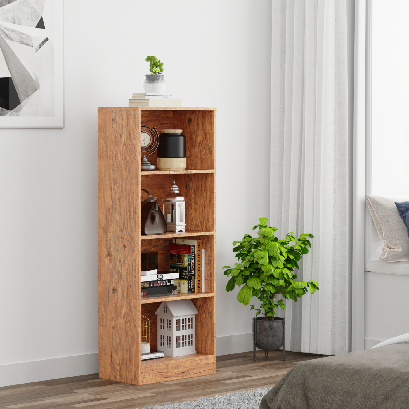 VDD – Fachschrank – Fachschrank offen – Wandschrank – Fachschrank Oak – 50 x 30 x 130 cm - alternatives Bild