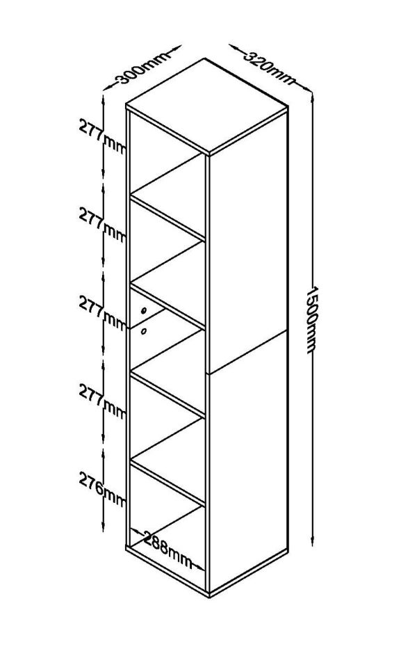   Badezimmerschrank 5 offene Fächer – Säulenschrank Badezimmer Schlafzimmer Flur
