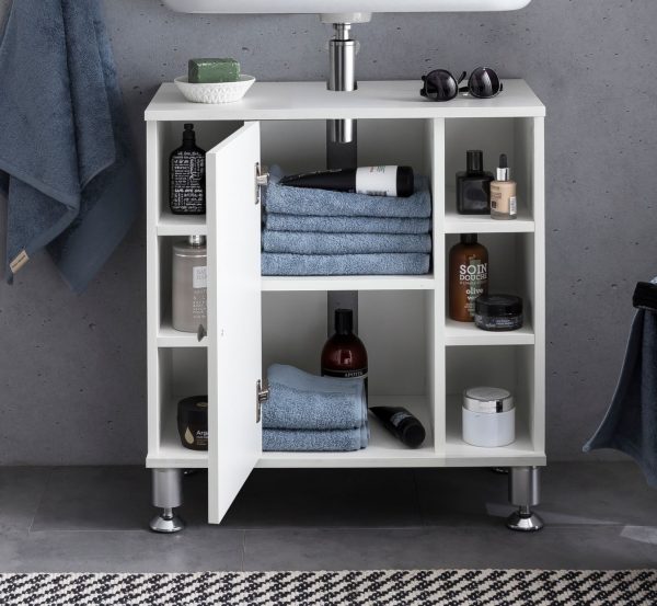   Badezimmerschrank Waschtischunterschrank Clevaso weiß