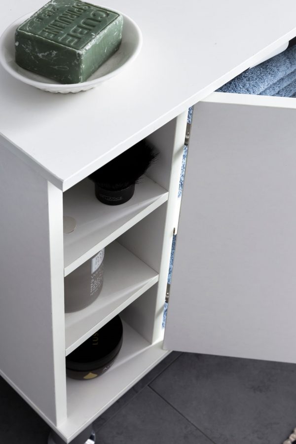   Badezimmerschrank Waschtischunterschrank Clevaso weiß
