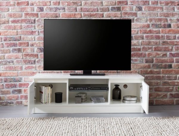  TV-Schrank – TV-Schrank – LED-Beleuchtung – 120 cm breit – weiß