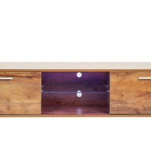 TV-Schrank - Sideboard - LED-Beleuchtung - 140 cm breit - braune Holzstruktur