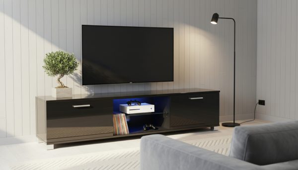   TV-Schrank – Sideboard – LED-Beleuchtung – 140 cm breit – schwarz