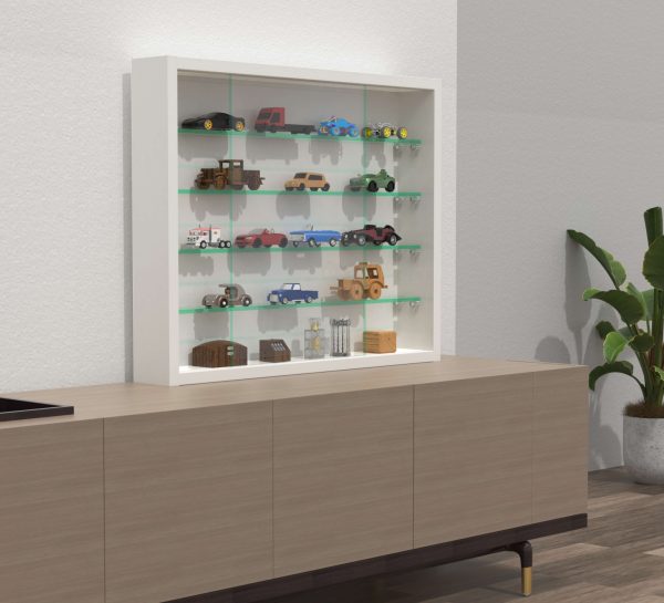   VDD Vitrine stehend Hängevitrine – Glasböden 50 cm breit x 4,5 tief – Schiebetüren