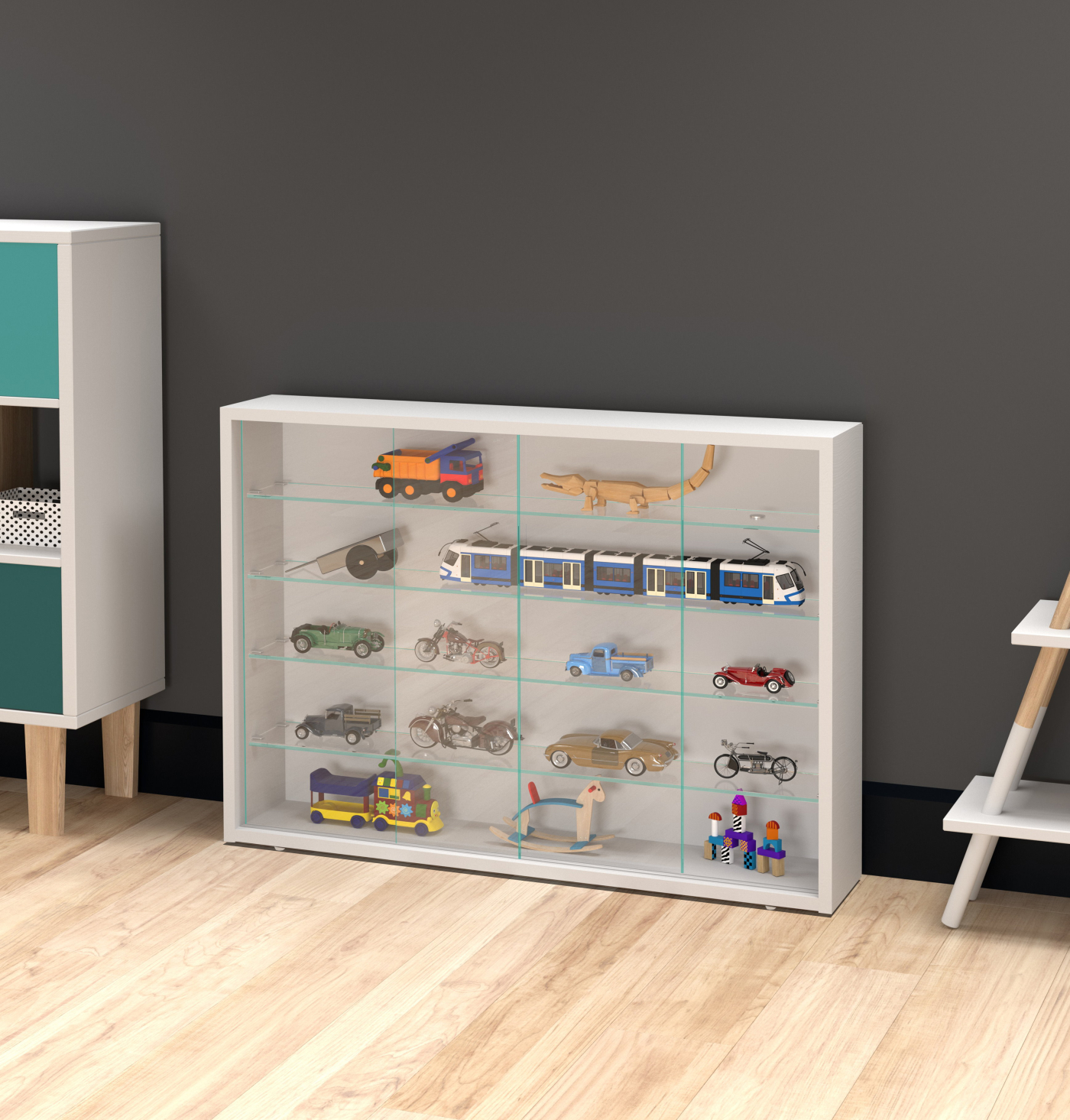 VDD Vitrine stehend Hängevitrine - Schiebetüren - 75 x 55 x 12 cm - alternatives Bild