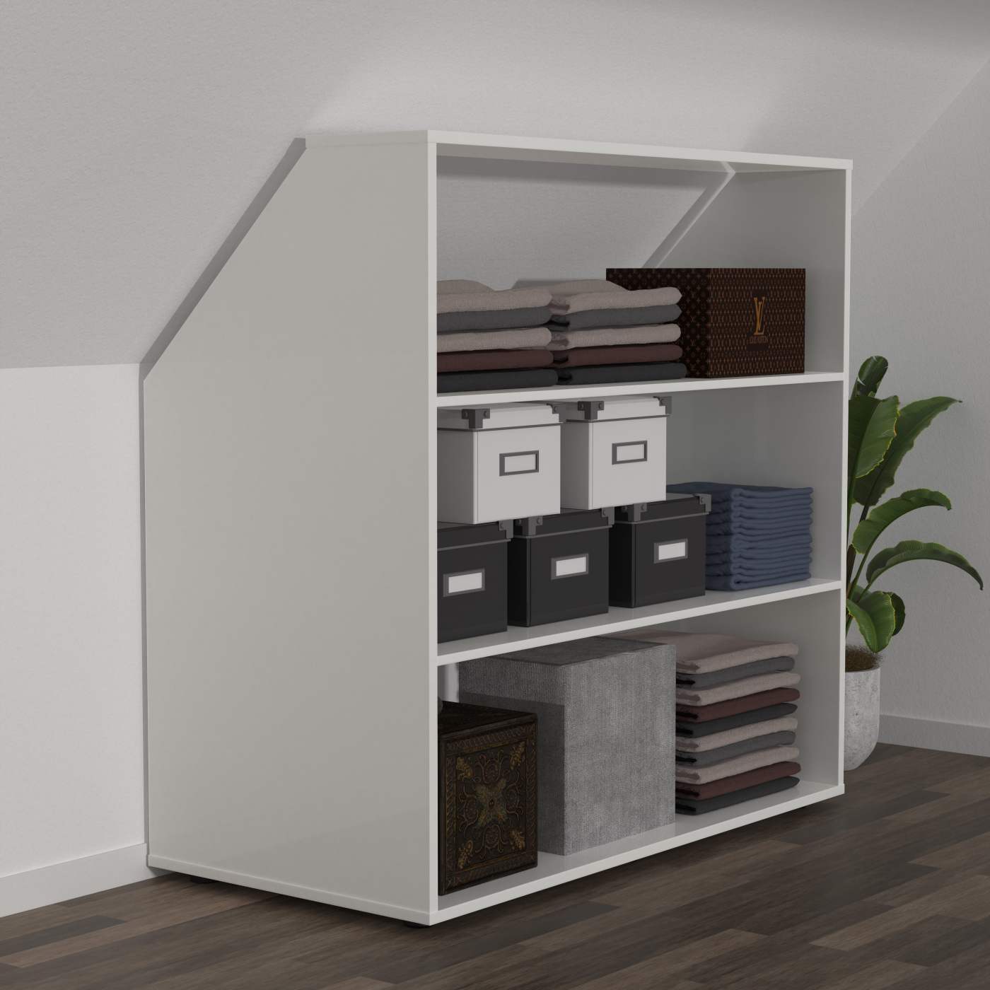 VDD – Schräger Wandschrank – Schräger Wandschrank weiß – Kleiderschrank – Kleiderschrank weiß - alternatives Bild