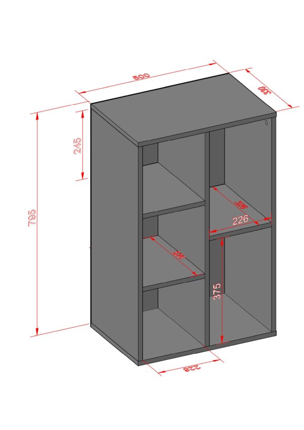   VDD – Schrank – Hängeschrank – Eiche – 5 Fächer