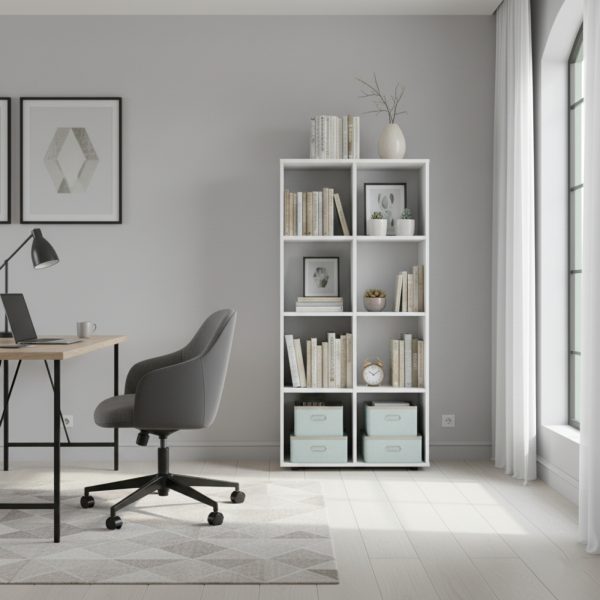   Fächerschrank Vakkie 8 offene Fächer Aufbewahrungsschrank – Bücherregal – Wandschrank – weiß