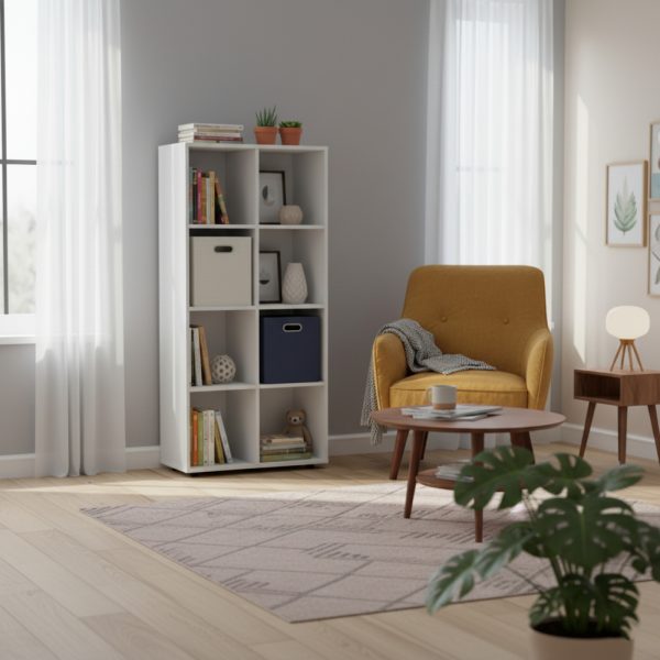   Fächerschrank Vakkie 8 offene Fächer Aufbewahrungsschrank – Bücherregal – Wandschrank – weiß