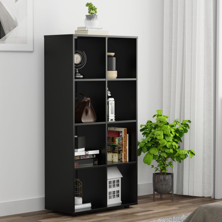 Fächerschrank Vakkie 8 offene Fächer Aufbewahrungsschrank - Bücherregal - Wandschrank – schwarz - alternatives Bild