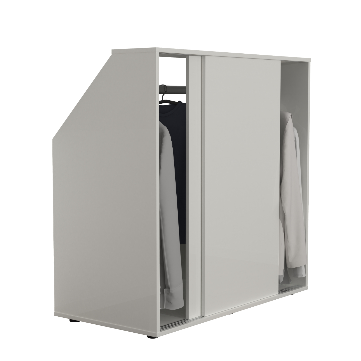 VDD – Schrägwandschrank – Kleiderschrank – Kleiderschrank weiß – Kleiderschrank mit Schiebetüren