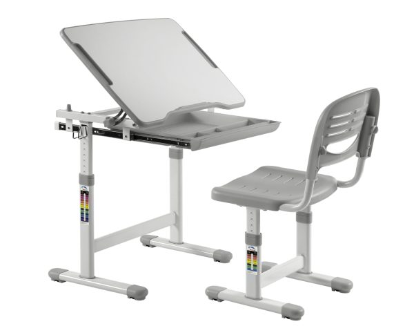   Kinderschreibtisch Zeichentisch mit Schreibtischstuhl – ergonomisch höhenverstellbar – Schulbank