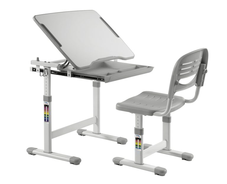 Kinderschreibtisch Zeichentisch mit Schreibtischstuhl - ergonomisch höhenverstellbar - Schulbank