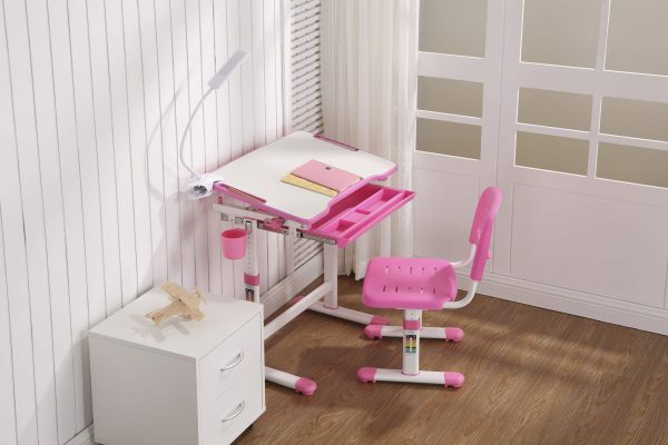   Schreibtisch Kinderzeichentisch mit Schreibtischstuhl – Schulbank – ergonomisch höhenverstellbar