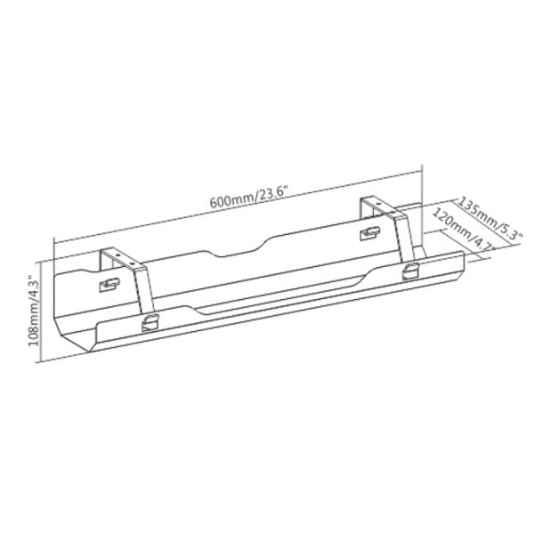   Kabelkanal für Untertisch – 60 cm breit – weiß