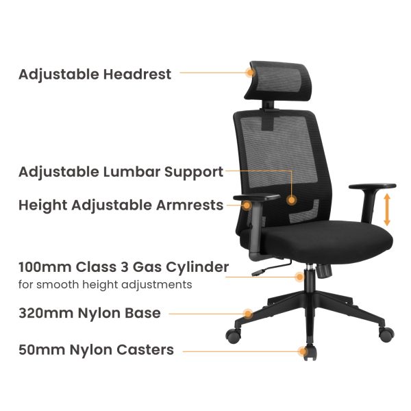   VDD – Bürostuhl – ergonomisch – neigbar – schwarz