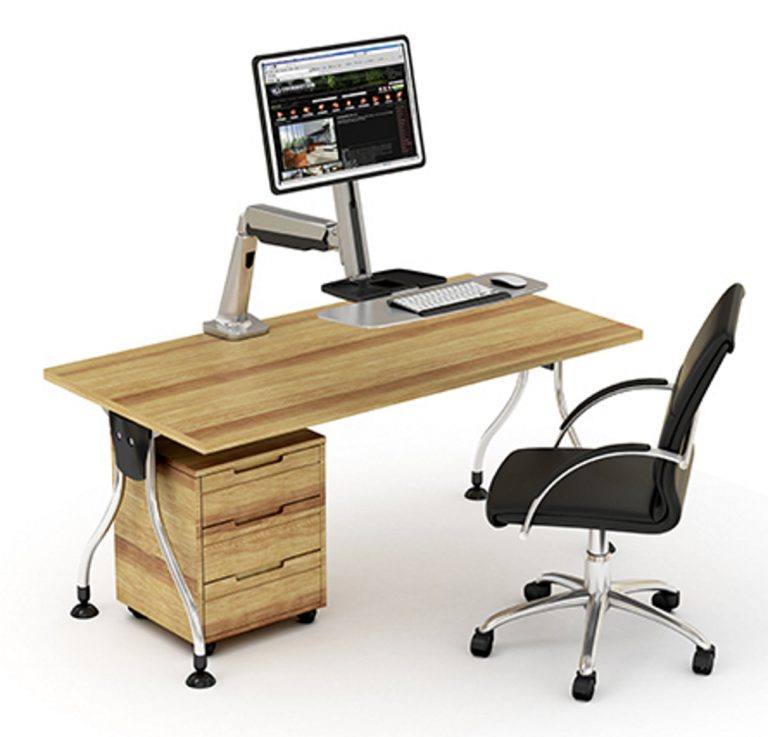 Sitz-Steh-Arbeitsplatz - Monitorhalterung mit Tastaturablage - Arbeitsplatz - alternatives Bild