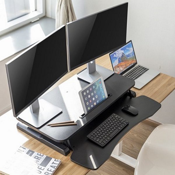   Schreibtisch-Sitz-Ständer-Riser ergonomisch – Arbeitsplatz höhenverstellbar – 80 cm breit