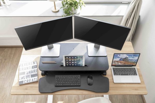   Schreibtisch-Sitz-Ständer-Riser ergonomisch – Arbeitsplatz höhenverstellbar – 80 cm breit