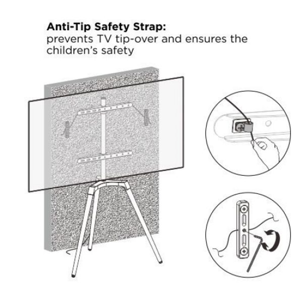   TV-Ständer Standard Maler Staffelei Design Studio – Bildschirm drehbar – bis zu 65 Zoll