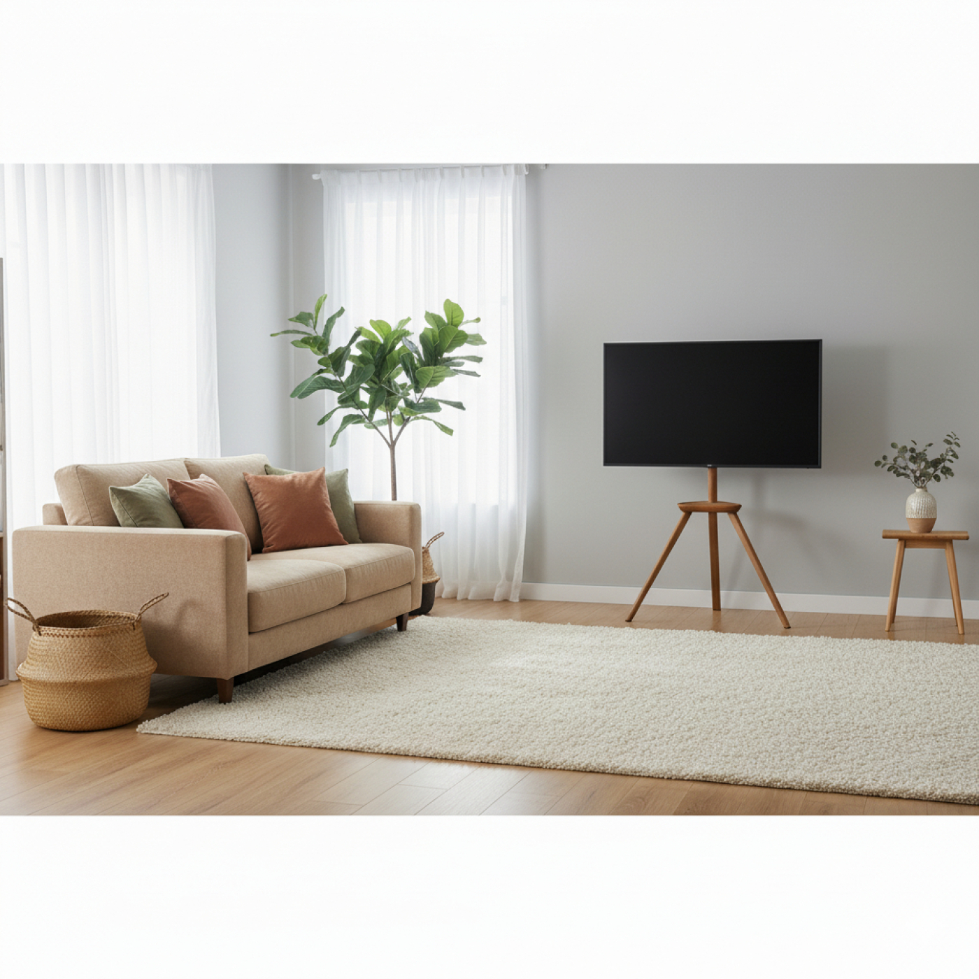 VDD TV-Ständer - Bodenständer - Studio-Stativ - Staffelei Design - bis zu 65 Zoll - Braun - alternatives Bild