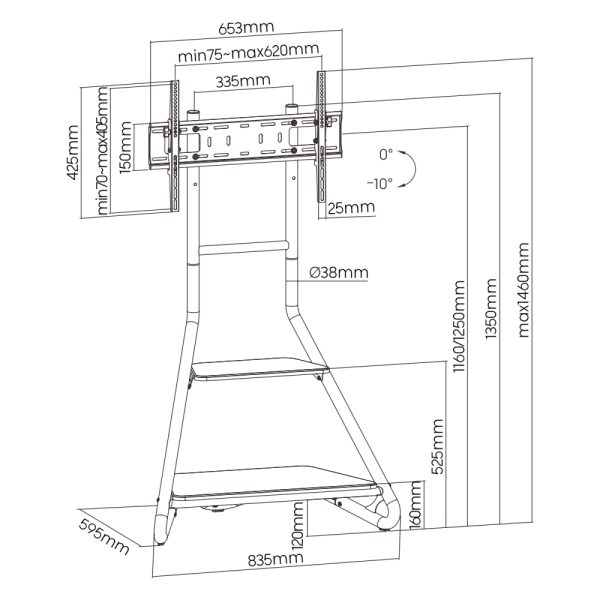   TV-Ständer Stativ Studio Design – Schwarz