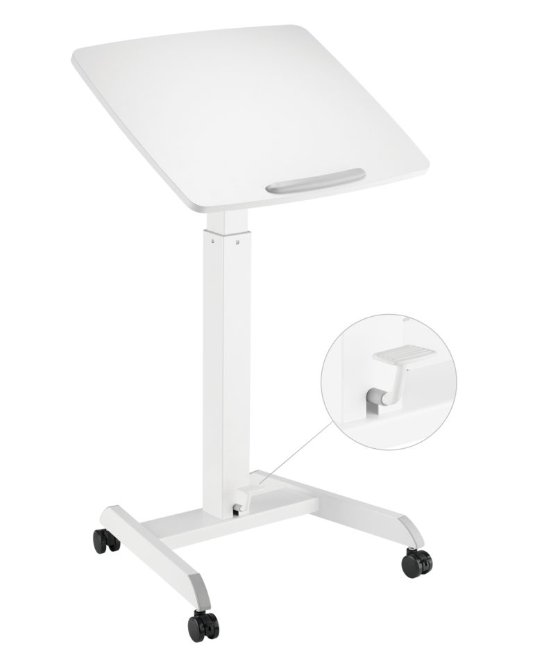 Schreibtisch-Sitz-Steh-Laptoptisch - Präsentationstisch - fahrbar - höhenverstellbar - alternatives Bild