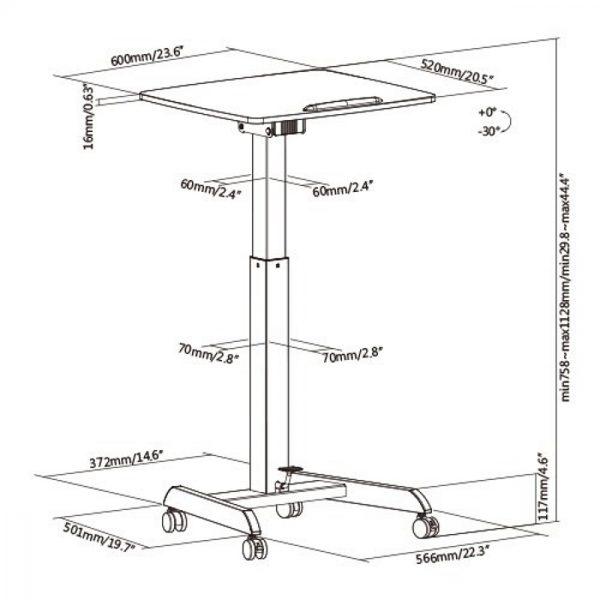   Schreibtisch-Sitz-Steh-Laptoptisch – Präsentationstisch – fahrbar – höhenverstellbar