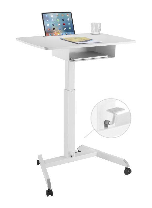   Sitz-Steh-Schreibtisch mobil – Laptoptisch – mobiler Arbeitsplatz – Präsentationstisch