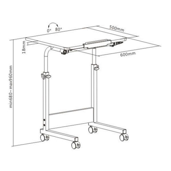   Laptoptisch mobiler Schreibtisch – Rednerpult – höhenverstellbar 68 – 96 cm