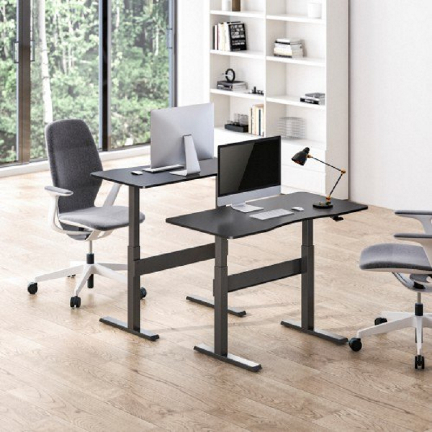 Schreibtisch-Sitzständer - Laptop-Computertisch - höhenverstellbar - 120 x 67,5 cm - alternatives Bild