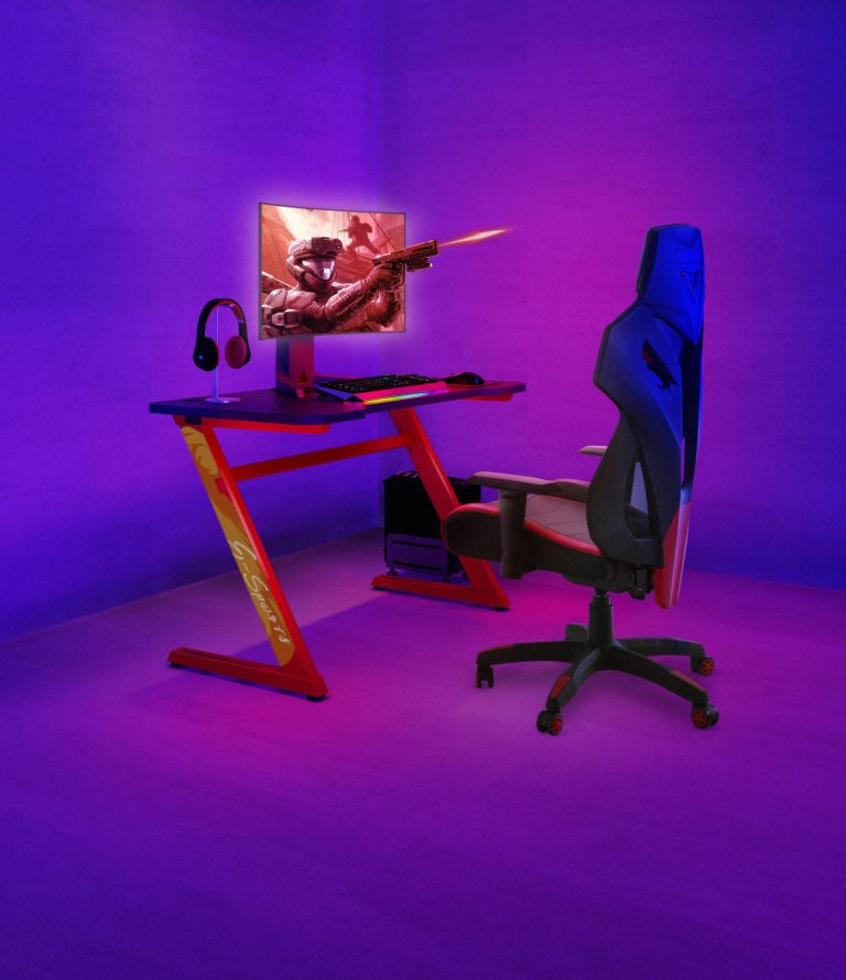 Computerspieltisch Gaming-Schreibtisch Thomas rot schwarz ideal für dein Spielsetup 120 cm x 60 cm - alternatives Bild