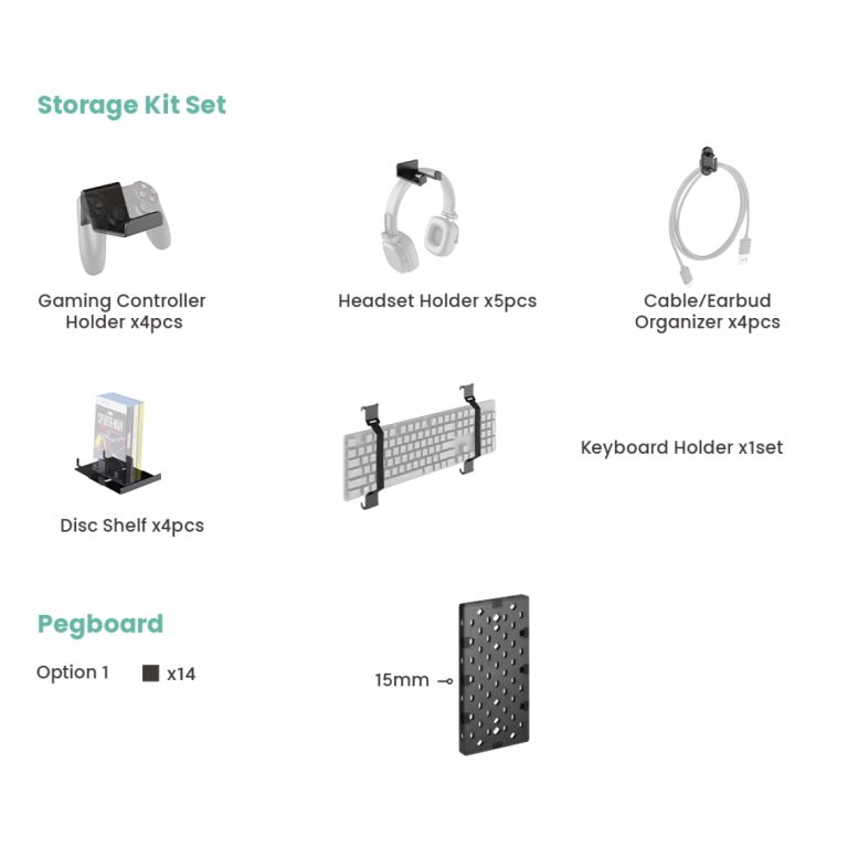 Modulares Aufbewahrungssystem für Controller, Konsole, Spiele und Headset - alternatives Bild