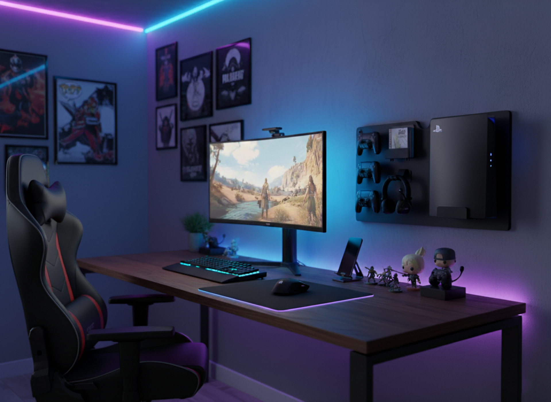 VDD - Wandregal zur Aufbewahrung von Spielkonsolen-Controllern - Headset - alternatives Bild