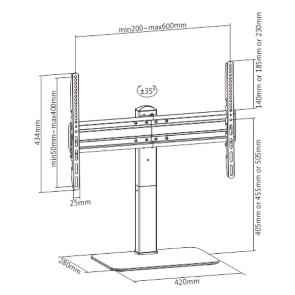   TV-Ständer – TV-Ständer – Tischmodell – drehbar – höhenverstellbar 36 cm bis 55 cm