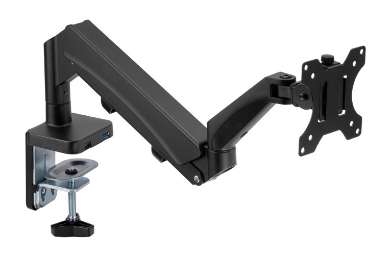 Monitorhalterung gasfeder - monitorarm - usb 3.0 und typ c - drehbar neigbar drehbar - alternatives Bild