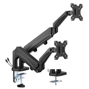 Monitorhalterung 2 bildschirme gasfeder - monitorarm - usb 3.0 und typ c - drehbar neigbar drehbar