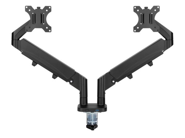   Monitorhalterung 2 bildschirme gasfeder – monitorarm – usb 3.0 und typ c – drehbar neigbar drehbar
