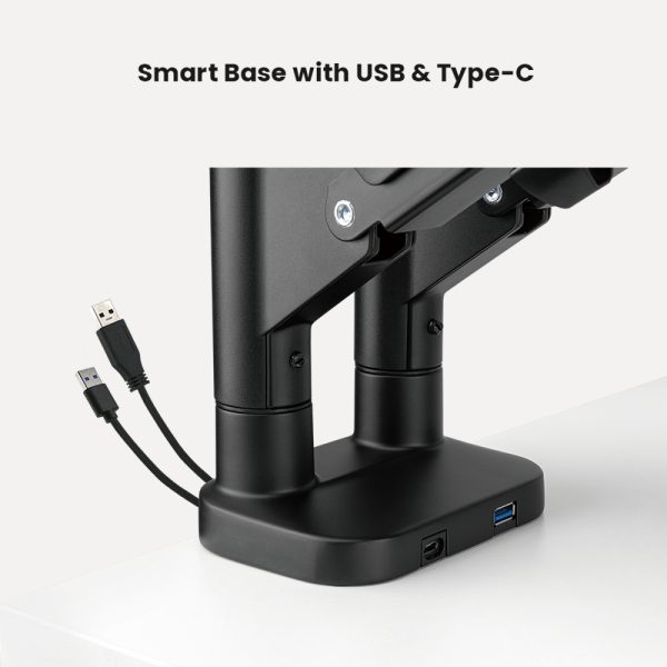   Monitorhalterung 2 bildschirme gasfeder – monitorarm – usb 3.0 und typ c – drehbar neigbar drehbar
