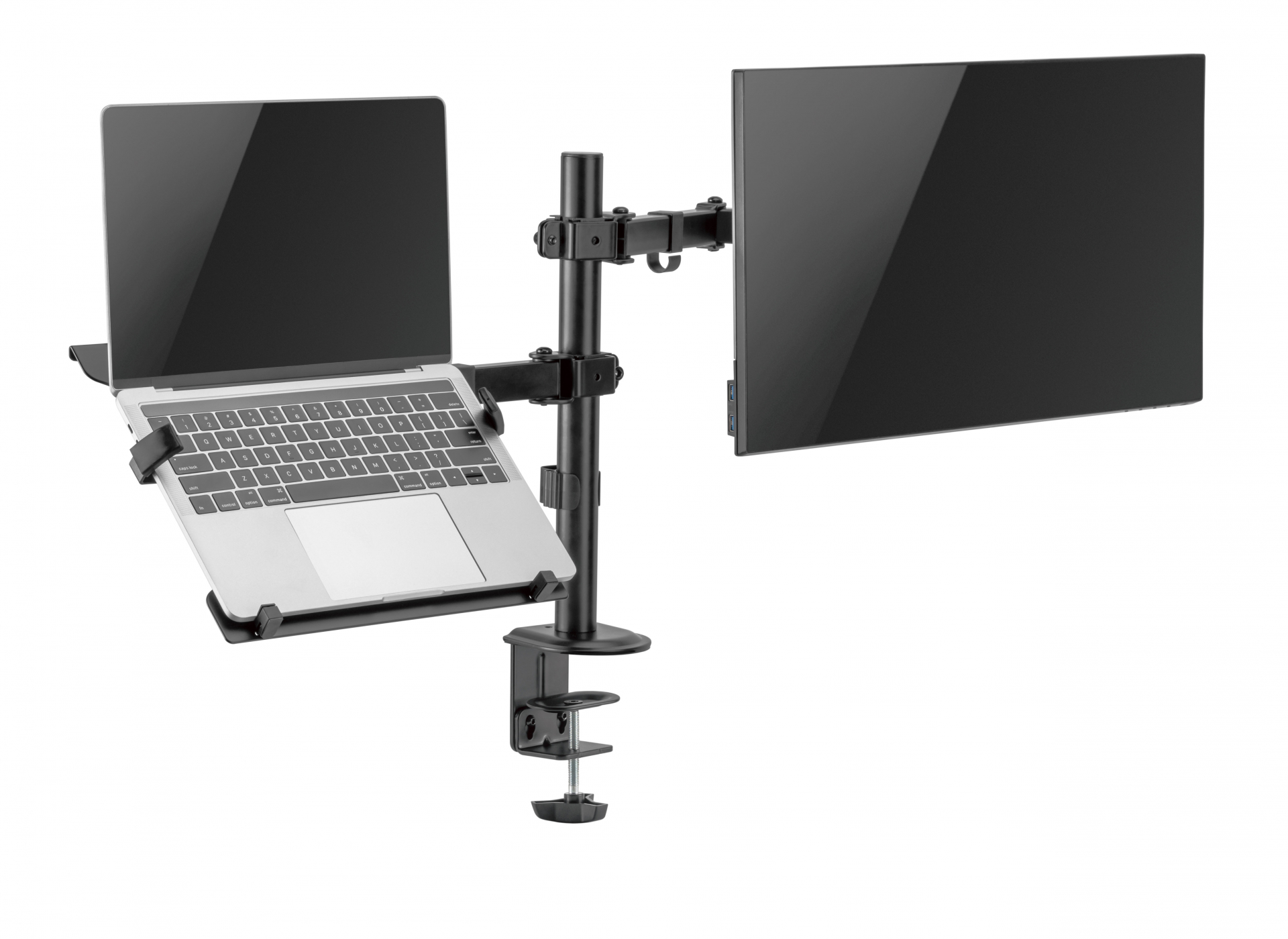 Monitorarm mit Laptopständer - drehbar drehbar neigbar höhenverstellbar - 17 - 32 Zoll Bildschirm
