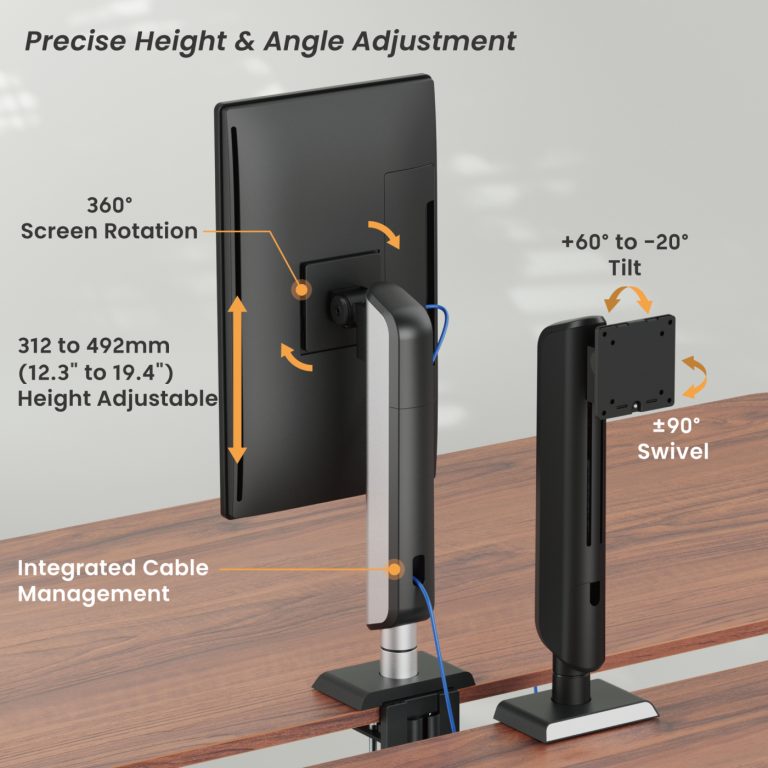 Monitorständer höhenverstellbar - Bildschirm drehbar neigbar drehbar - VDD World DE